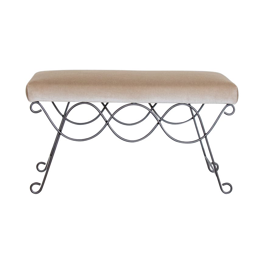 Panoplie Iron Double Loop Bench, Brown Mohair For Sale