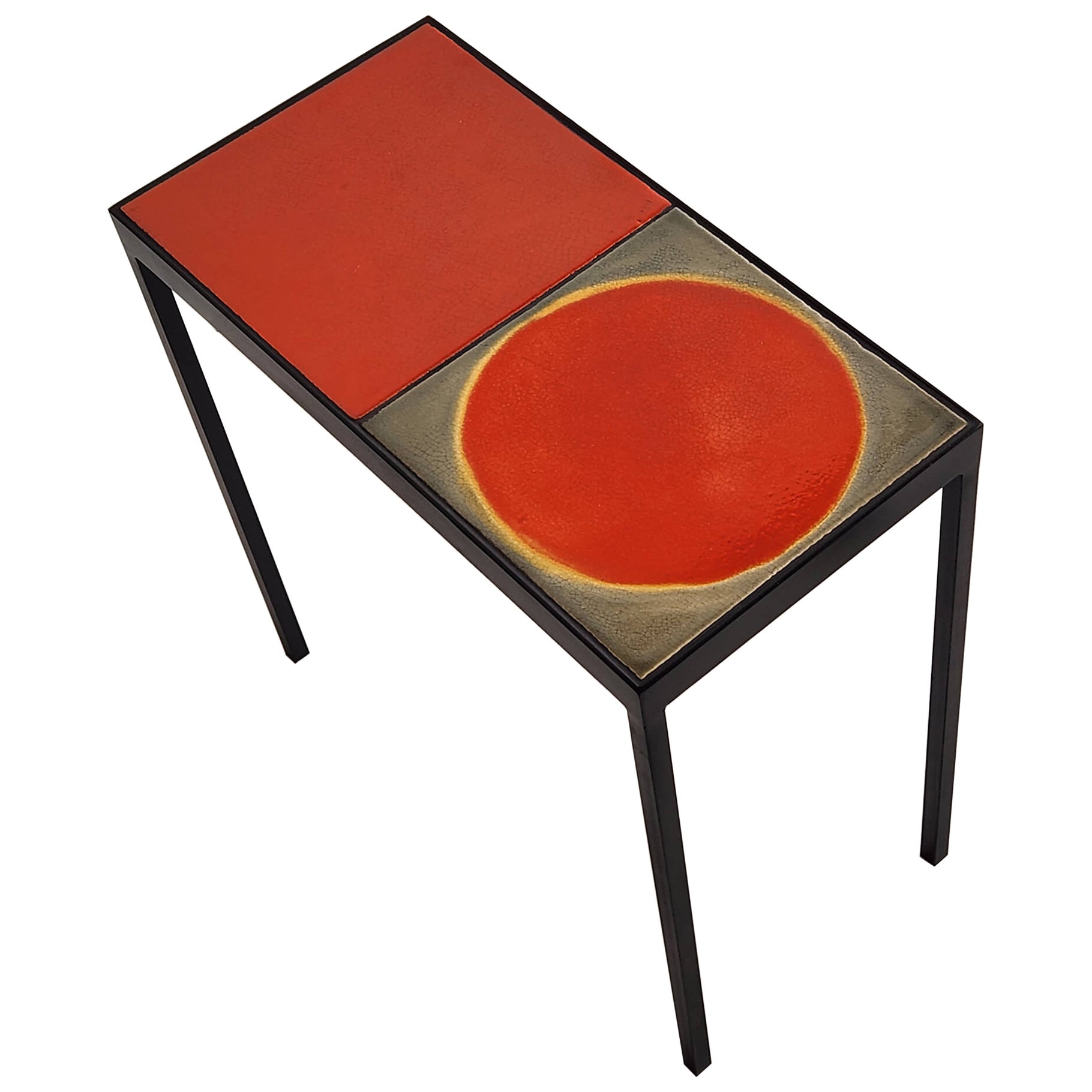 Table d'appoint double Gueridon Baby avec carreaux de céramique par Roger Capron