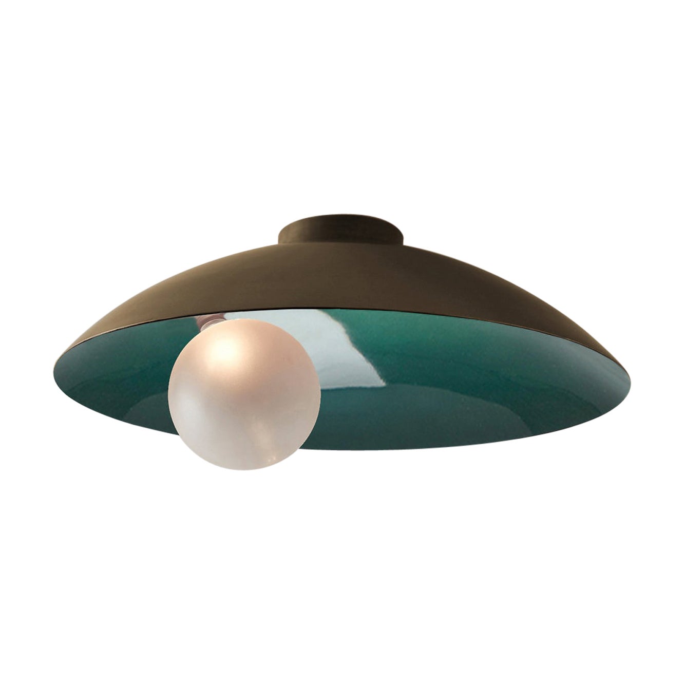 Oyster Emerald Green and Brushed Bronze Ceiling Mounted Lamp by Carla Baz For Sale