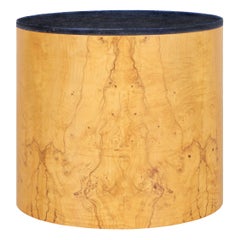 Mid-Century Modern Burl Wood and Granite "Drum" Side Table by Paul Mayen