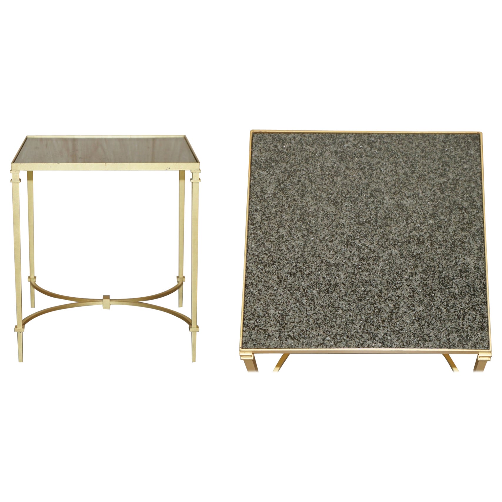 ELEGANT ViNTAGE BRASS AND ITALIAN MARBLE SIDE TABLE MITORNATELY CASTS BASE im Angebot