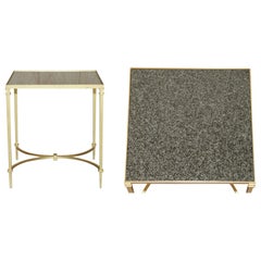 ELEGANT Retro BRASS AND ITALIAN MARBLE SIDE TABLE WITH ORNATELY CASTS BASE
