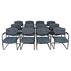 Late 20th Century Grey & Chrome Cantilever Chairs Style Steelcase Set of 12