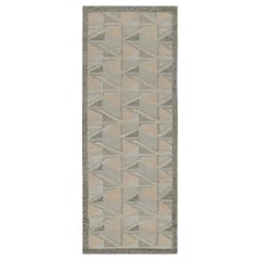 Rug & Kilim - Tappeto da corsa in stile Kilim scandinavo con motivi grigi e beige