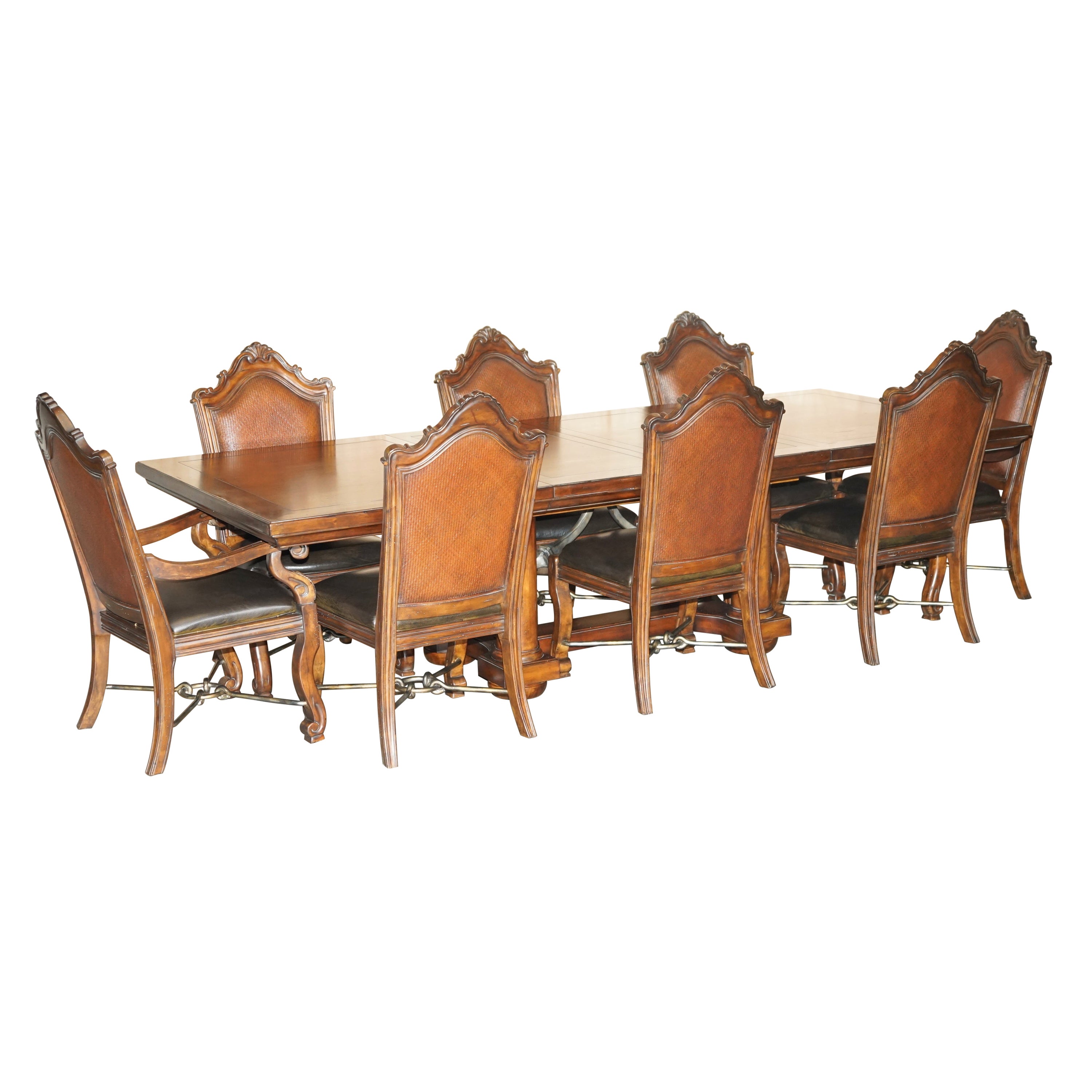 EXQUISITE THOMASVILLE SAFARI COLLECTION EXTENDING DiNING TABLE & EIGHT CHAIRS For Sale