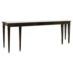 Vintage In the Manner of Maison Jansen Extremely Long Black Lacquer Console Table