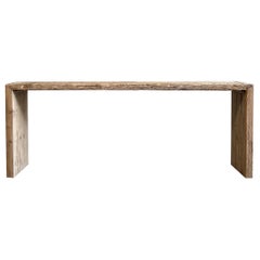 Vintage Elm Wood Waterfall Style Console Table