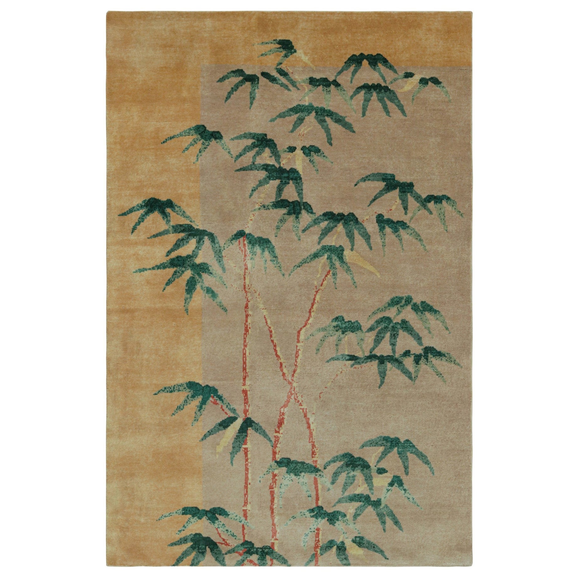 Rug & Kilim’s Chinese Art Deco Style Rug, with Bamboo Floral Patterns For Sale