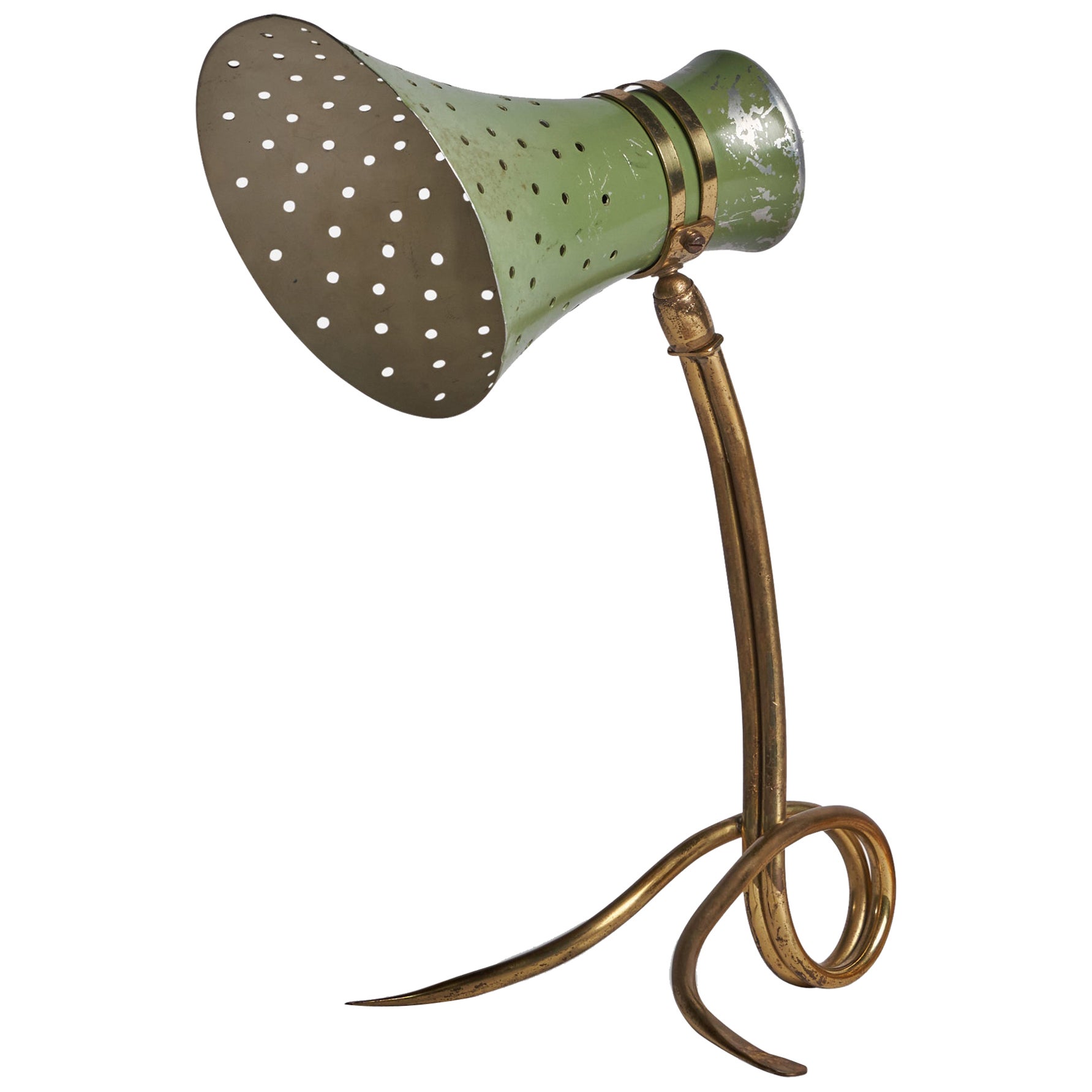 Italian Designer, Table Lamp, Brass, Metal, Italy, 1940s For Sale