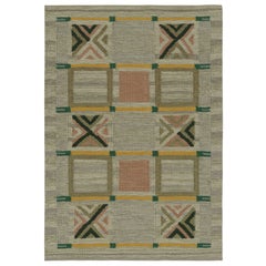 Rug & Kilim’s Scandinavian Style Custom Kilim Rug Design in Grey, Green & Gold 