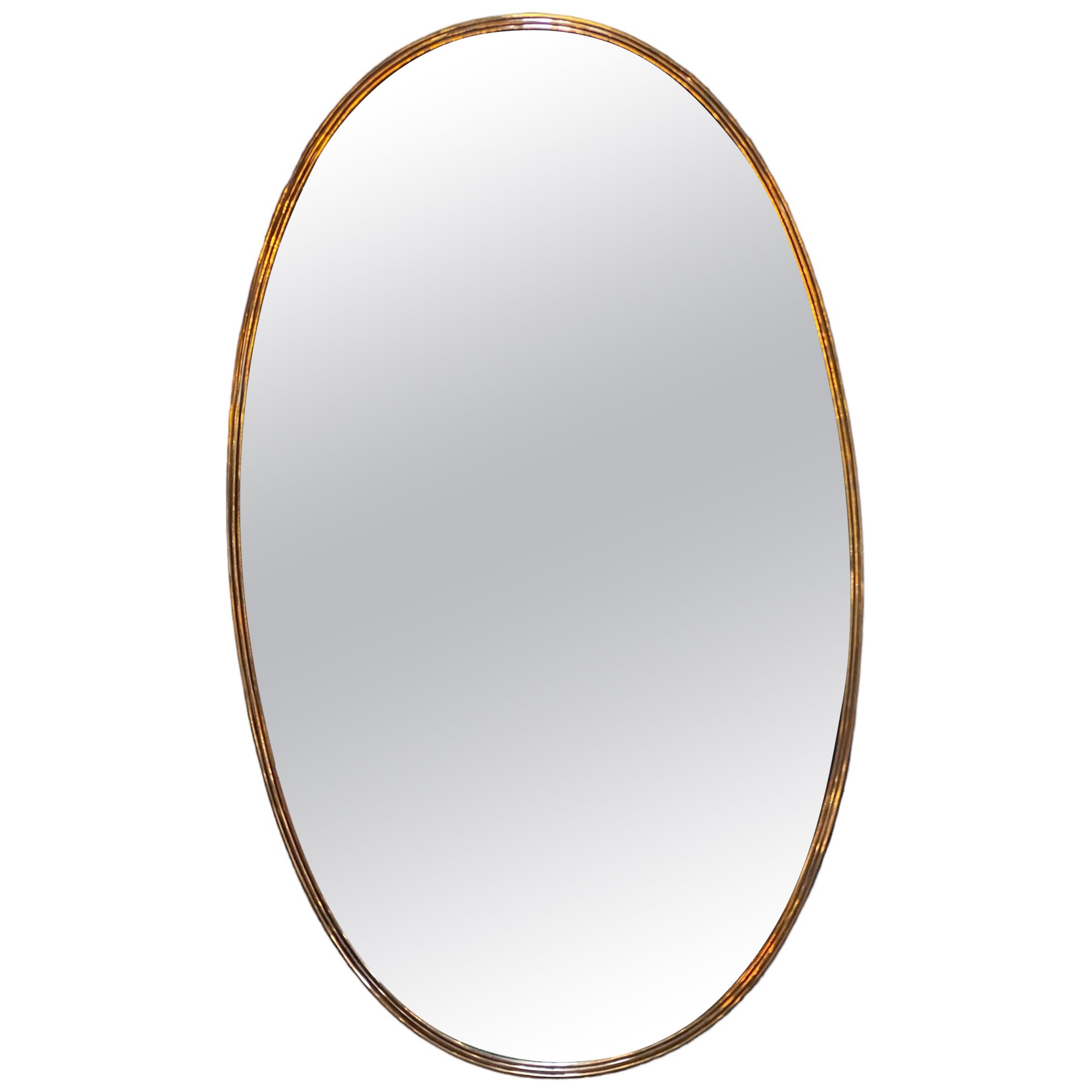 Vintage Italian Oval Brass Wall Mirror 1960s For Sale