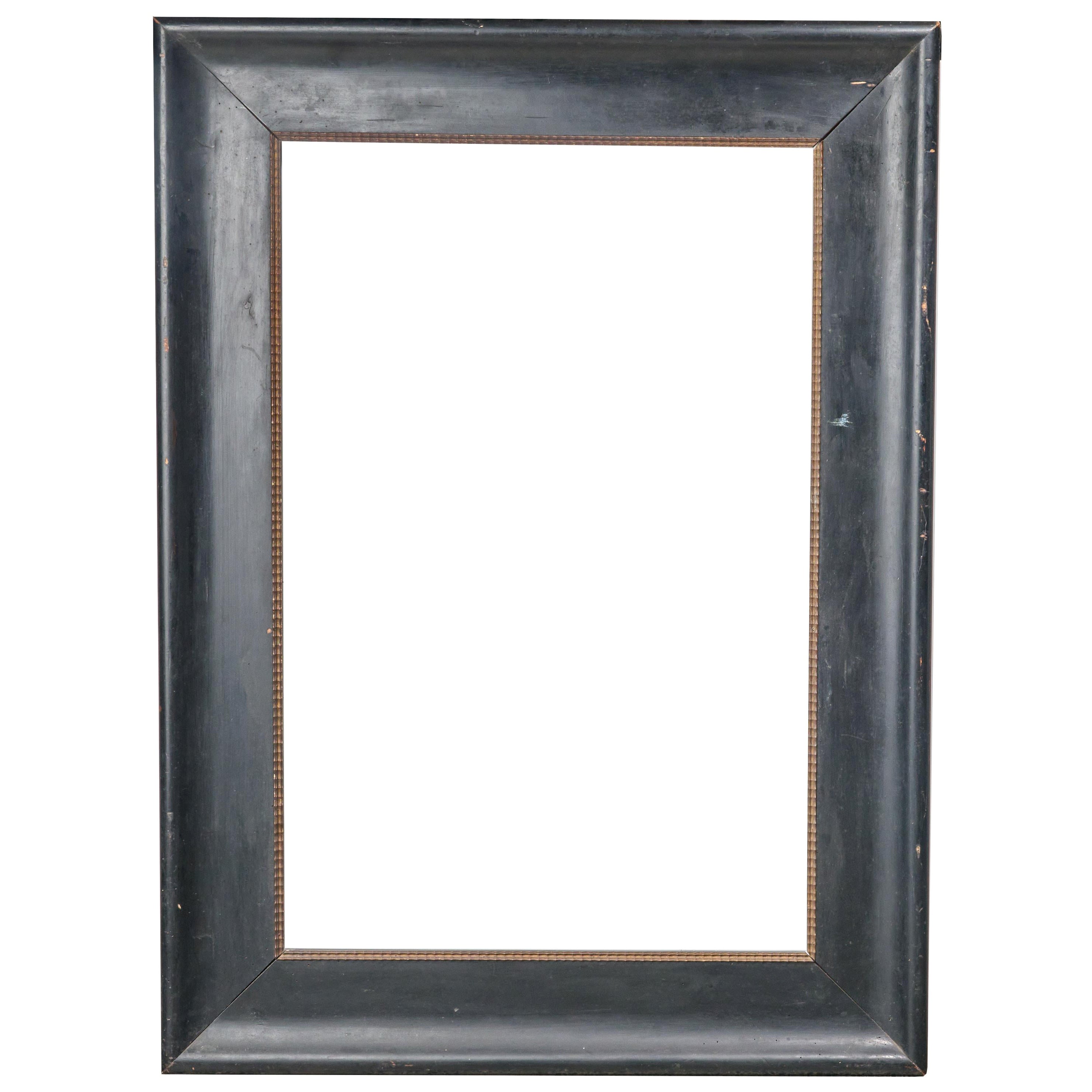 Black Frame with Simple Border and Original Wood For Sale
