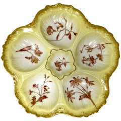 Antique French "Lewis & Strauss" Limoges Porcelain Yellow Oyster Plate, Ca 1900 