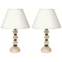 Elegant Pair of Art Deco Murano Table Lamps