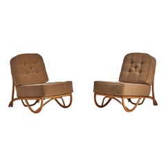 Ficks Reed, Slipper Chairs, Bamboo, Fabric, USA, 1940s