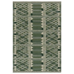 Rug & Kilim’s Scandinavian Style Kilim Rug Design in Green & Beige Patterns
