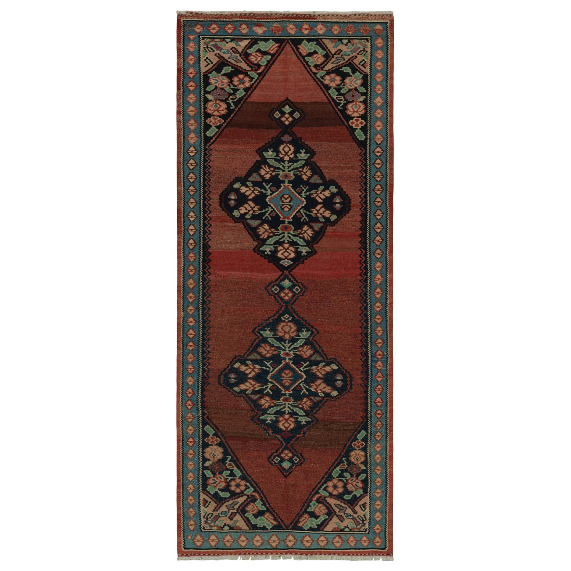 Rug & Kilim’s Afghan Tribal Kilim with Medallions and Geometric Floral Patterns For Sale