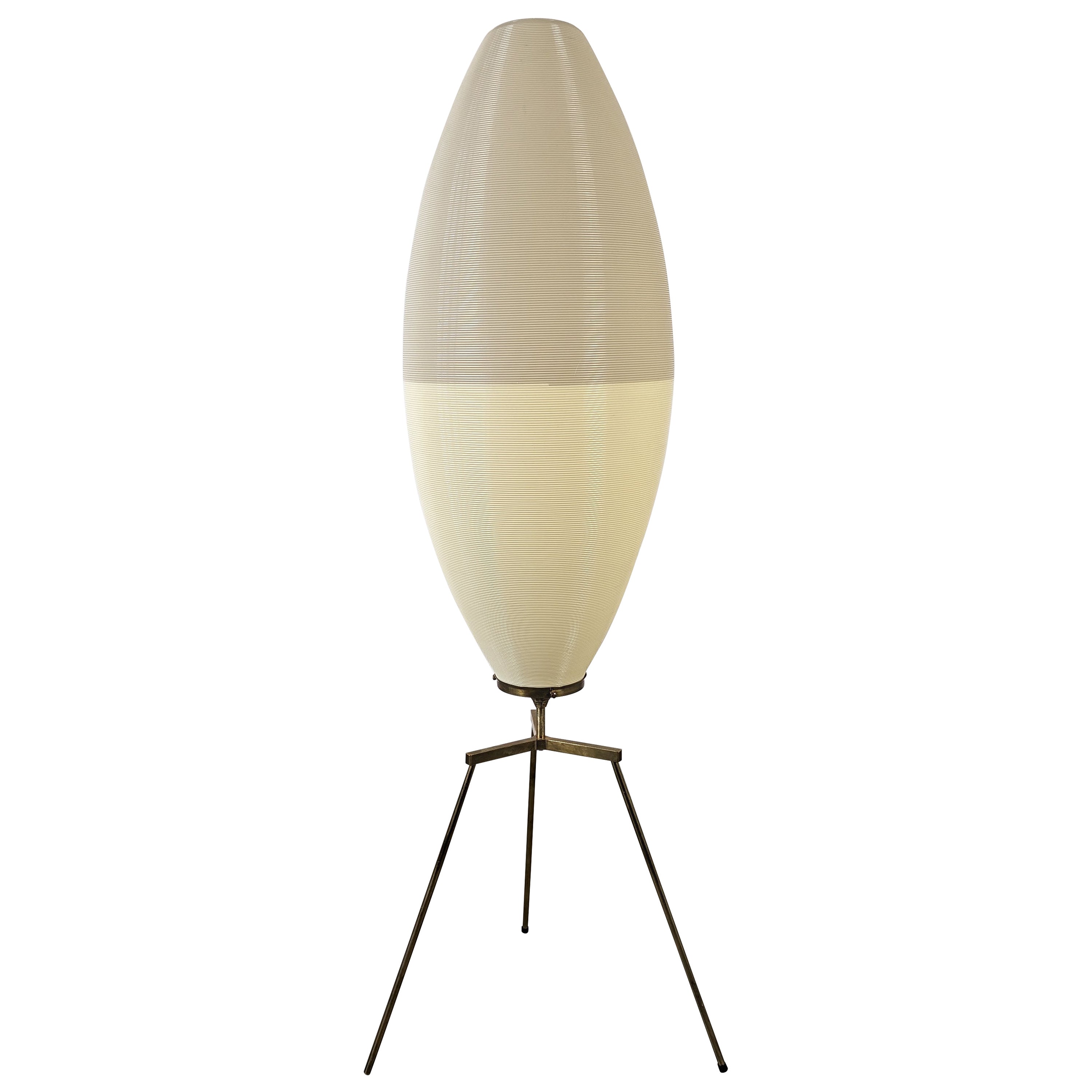 Mid Century Modern Rotaflex Brass & Plastic Tripod Floor Lamp, c1960s For Sale