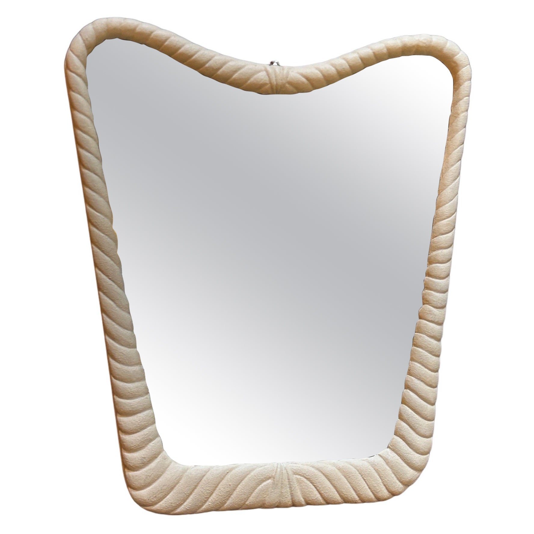 Vintage Italian White Wood Wall Mirror 1980s For Sale