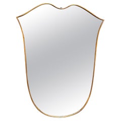 Vintage Italian Curvilinear Brass Wall Mirror 1980s