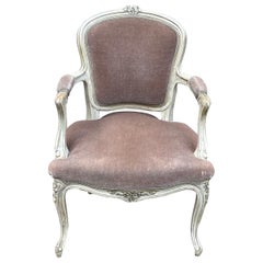 Vintage Side Chair in Light Plum Velvet Mohair, 1950's, French Hollywood Regency