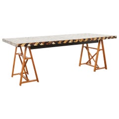 Used Tessellated Horn Dining Table with Leaves Designed by Thomas Britt