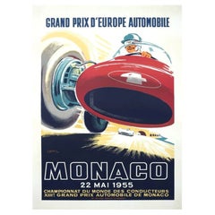 1955 Monaco Grand Prix Original Retro Poster