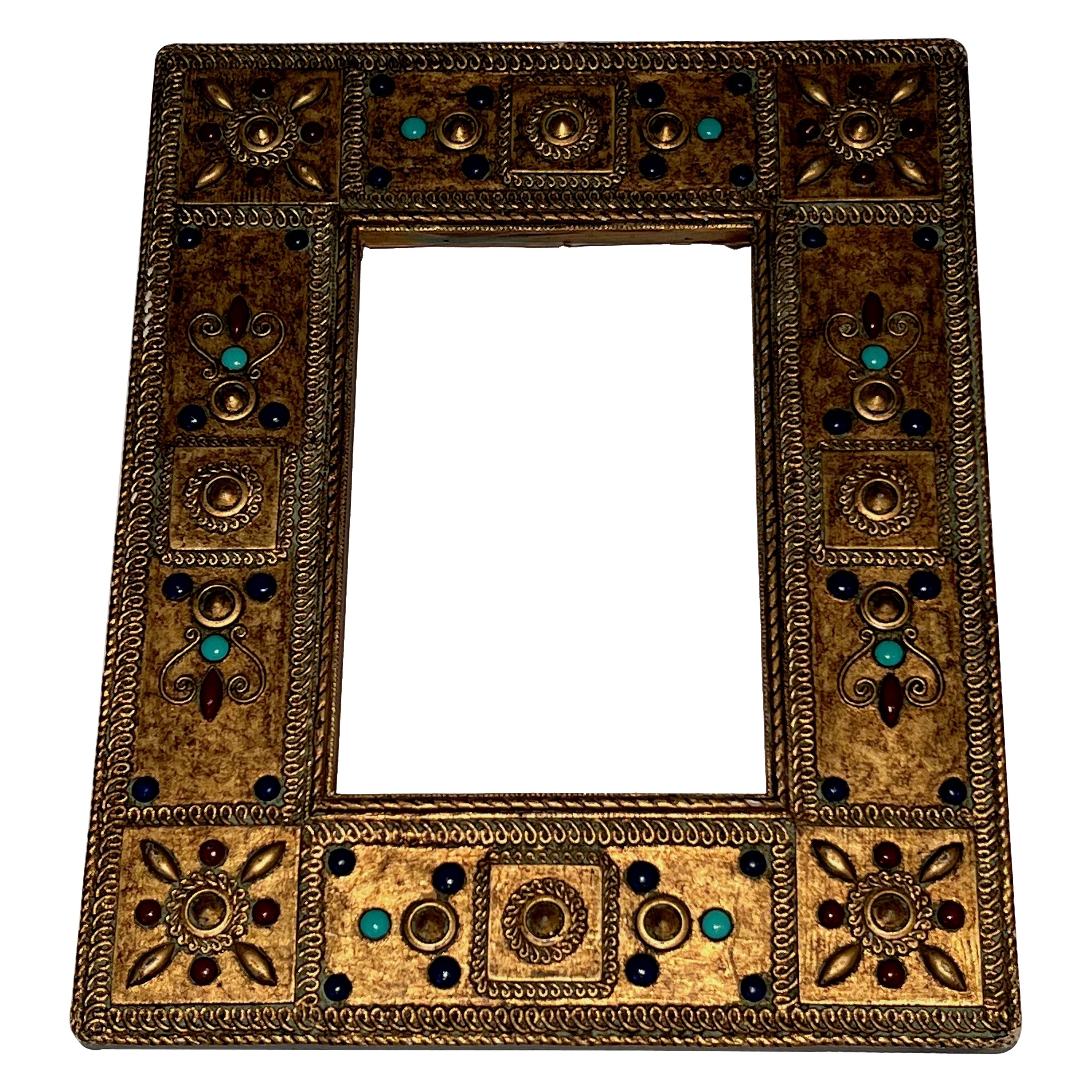 Small Wooden Frame with Fine Stones Incrustations. French Work. Circa 1970