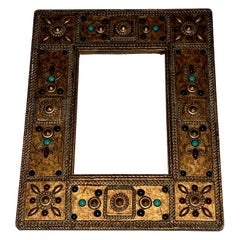 Small Wooden Frame with Fine Stones Incrustations. French Work. Circa 1970