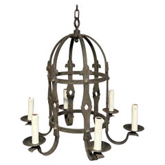 Wrought Iron Cage Chandelier in the Gothic Style. Circa 1950