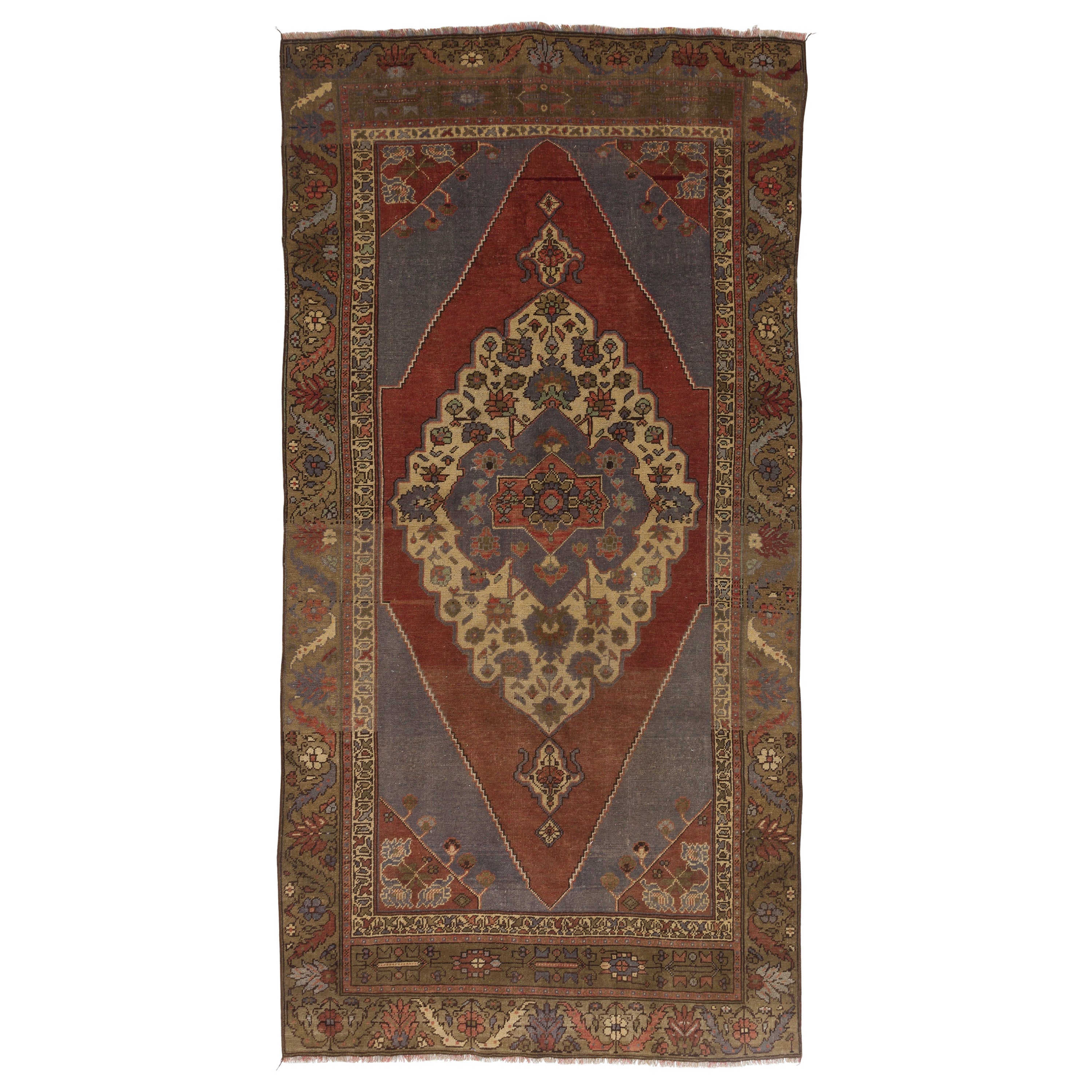5x9.4 Ft Handmade Turkish Village Rug. One of Kind Oriental Carpet, All Wool For Sale