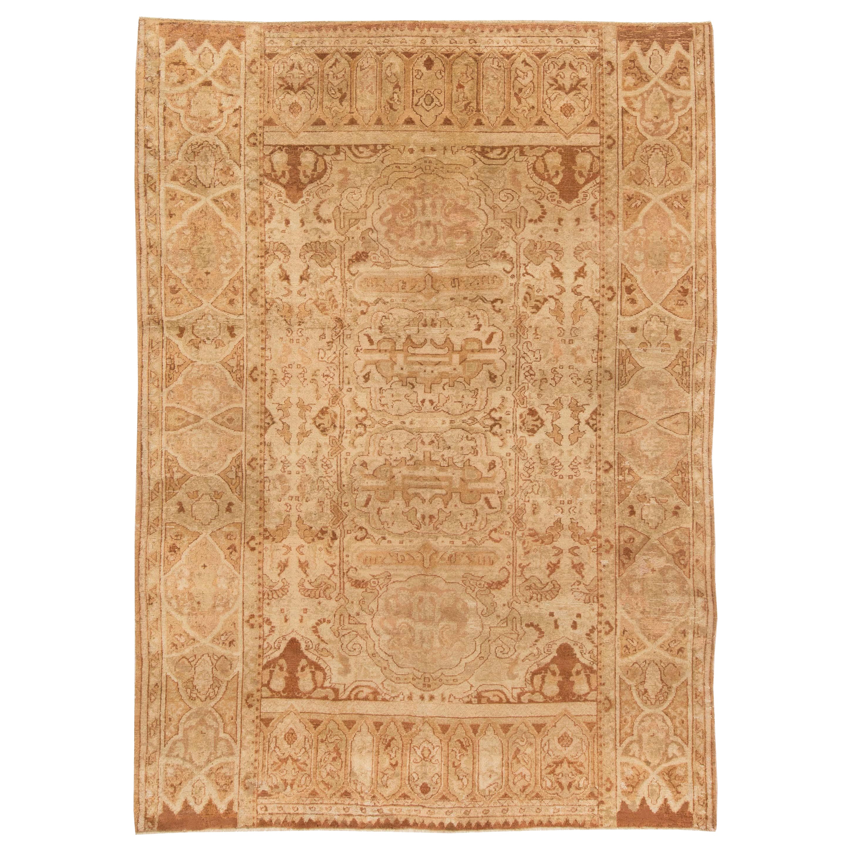 Authentic Indian Amritsar Handmade Wool Rug For Sale