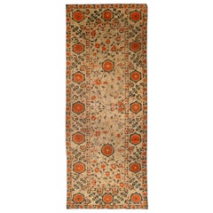 Tapis Samarkand orange fait à la main du 19ème siècle