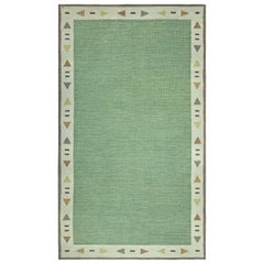 Doris Leslie Blau Collection Mid-20th Century Green Swedish Flat-Woven Rug