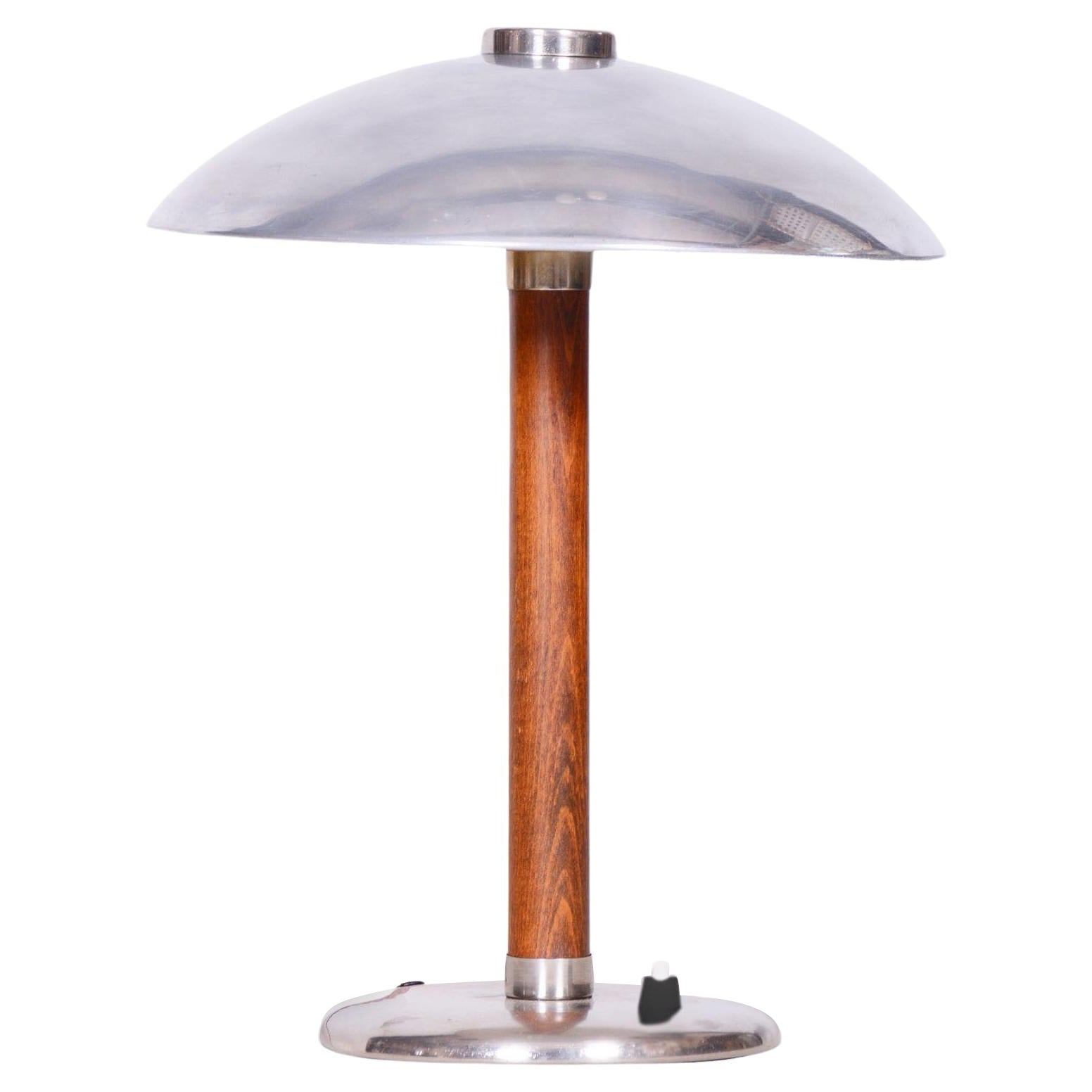Restored ArtDeco Table Lamp, Chrome, New Electrification, Czechia, 1930s For Sale