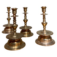 4 solid brass candelholders Skultuna sweden 1970