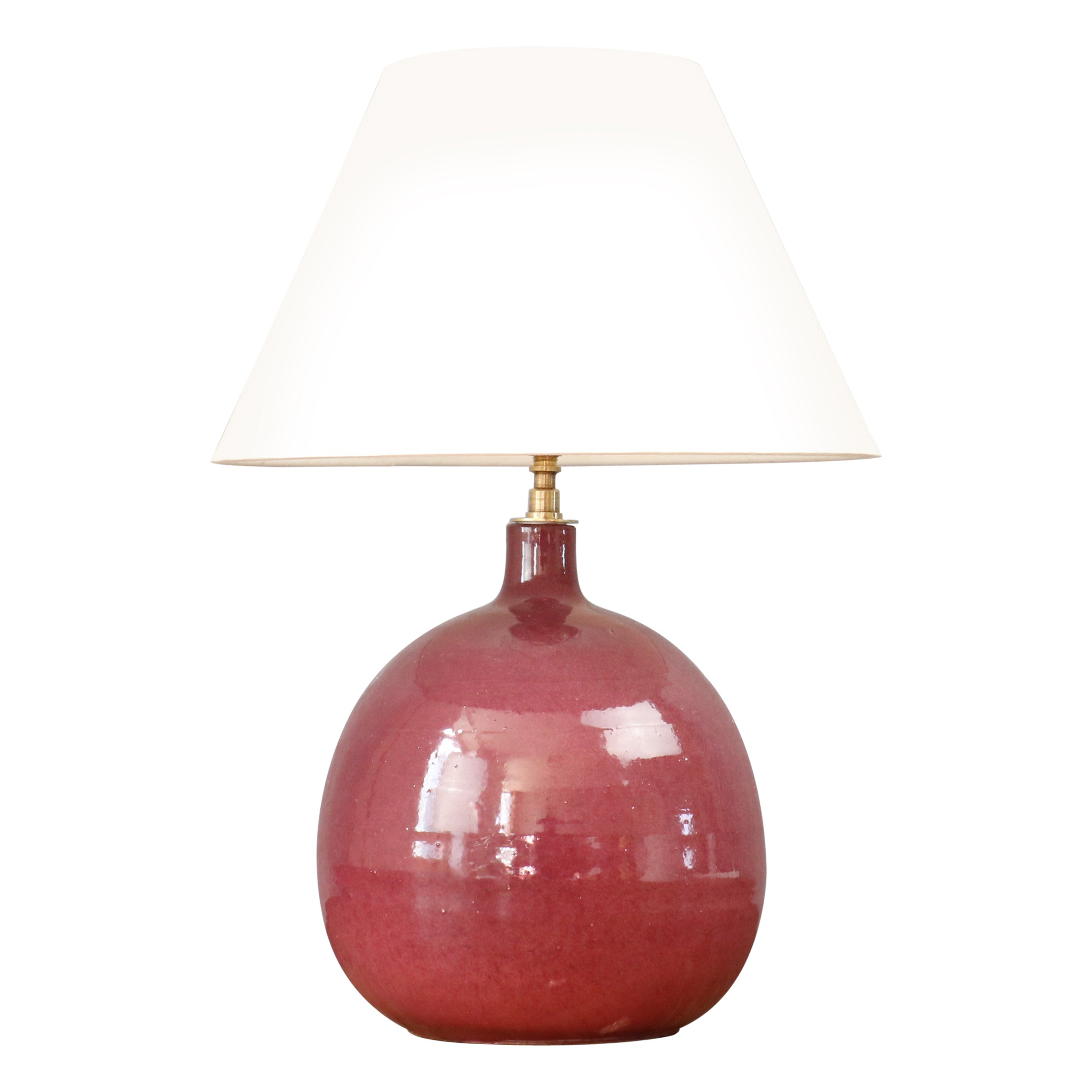 Pink ceramic lamp by Roland Zobel, France, 1960, era Capron, Jouve, Ruelland For Sale