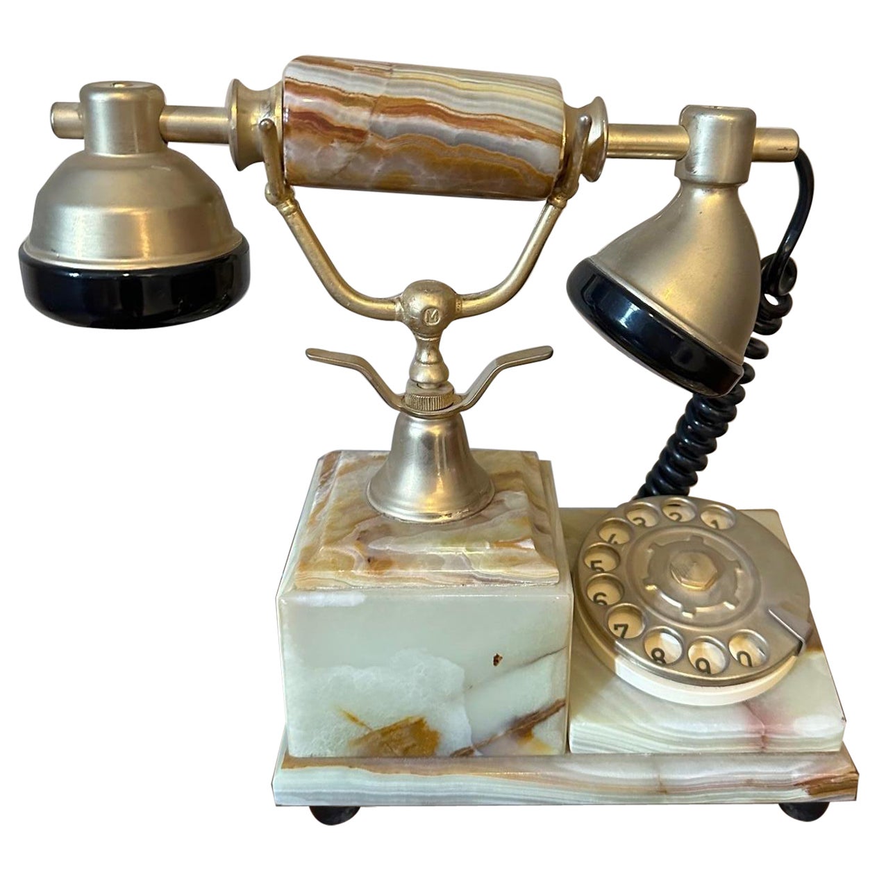 20th century Vintage Marble and Brass Phone from Italy, 1960s For Sale
