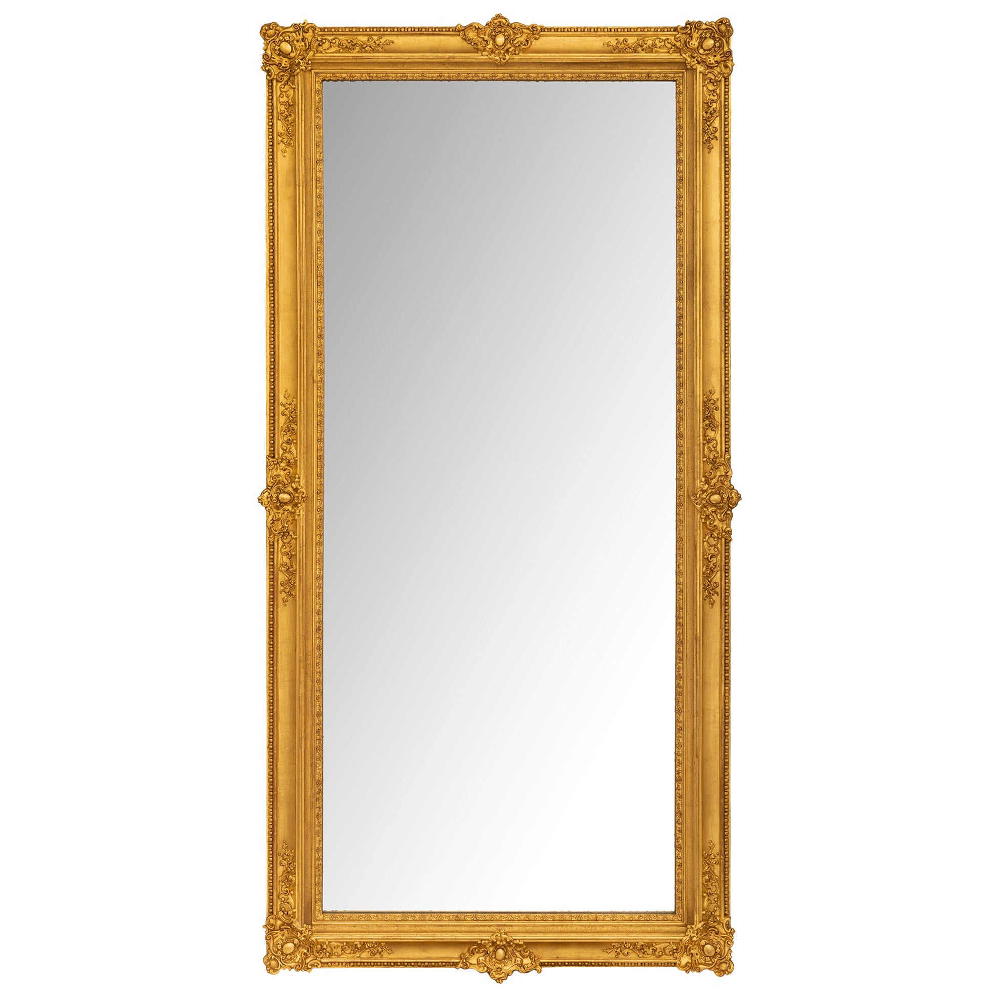 Miroir en bois doré Louis XVI du milieu du 19e siècle