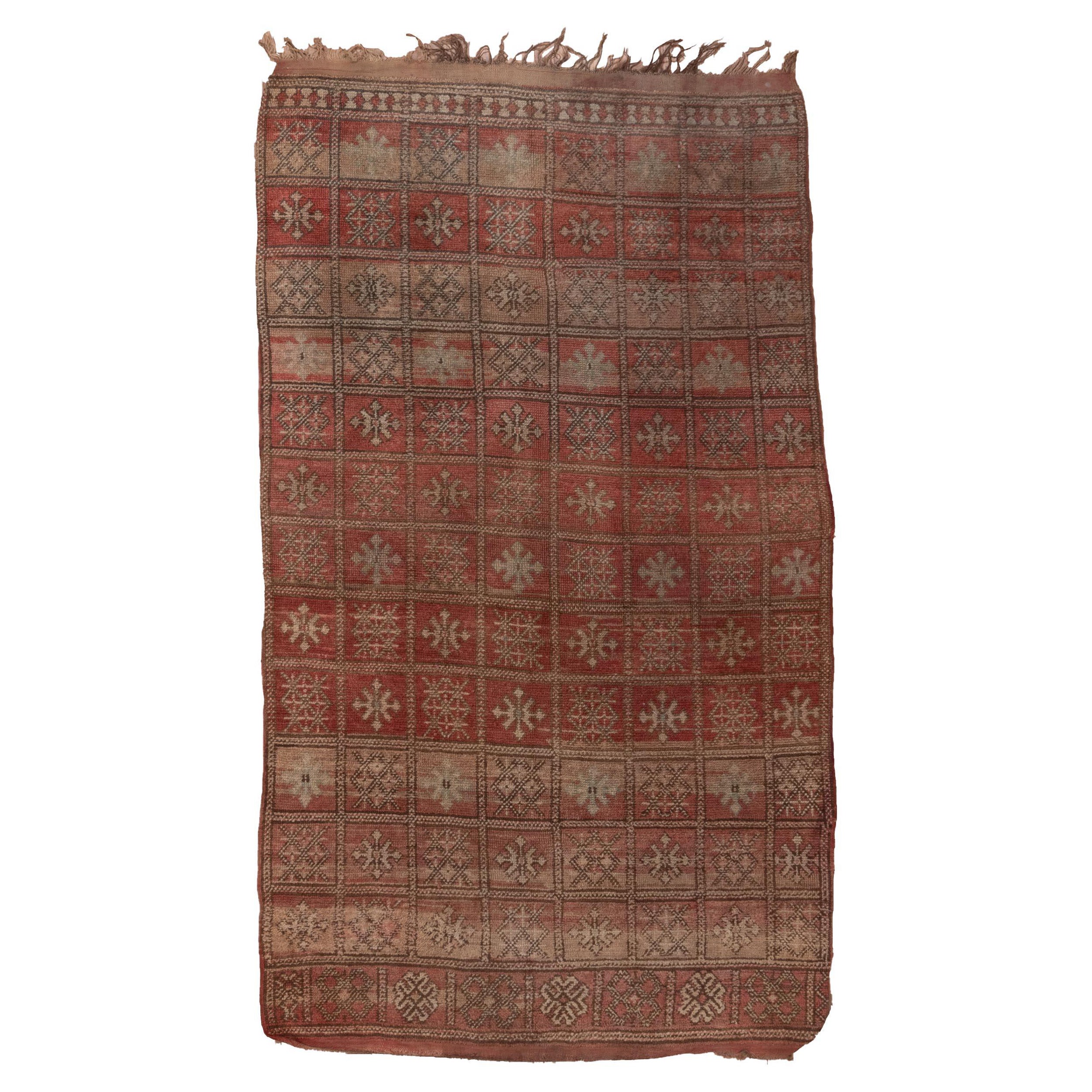 Red with Diamond Snowflakes Moroccan Rug For Sale