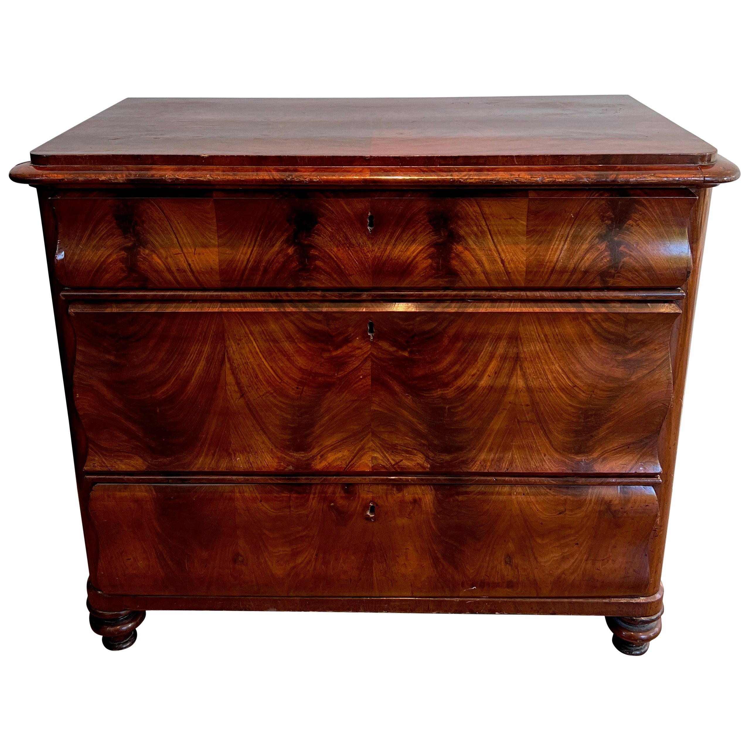 Louis-Philippe Chest of Drawers in Flamed Mahogany