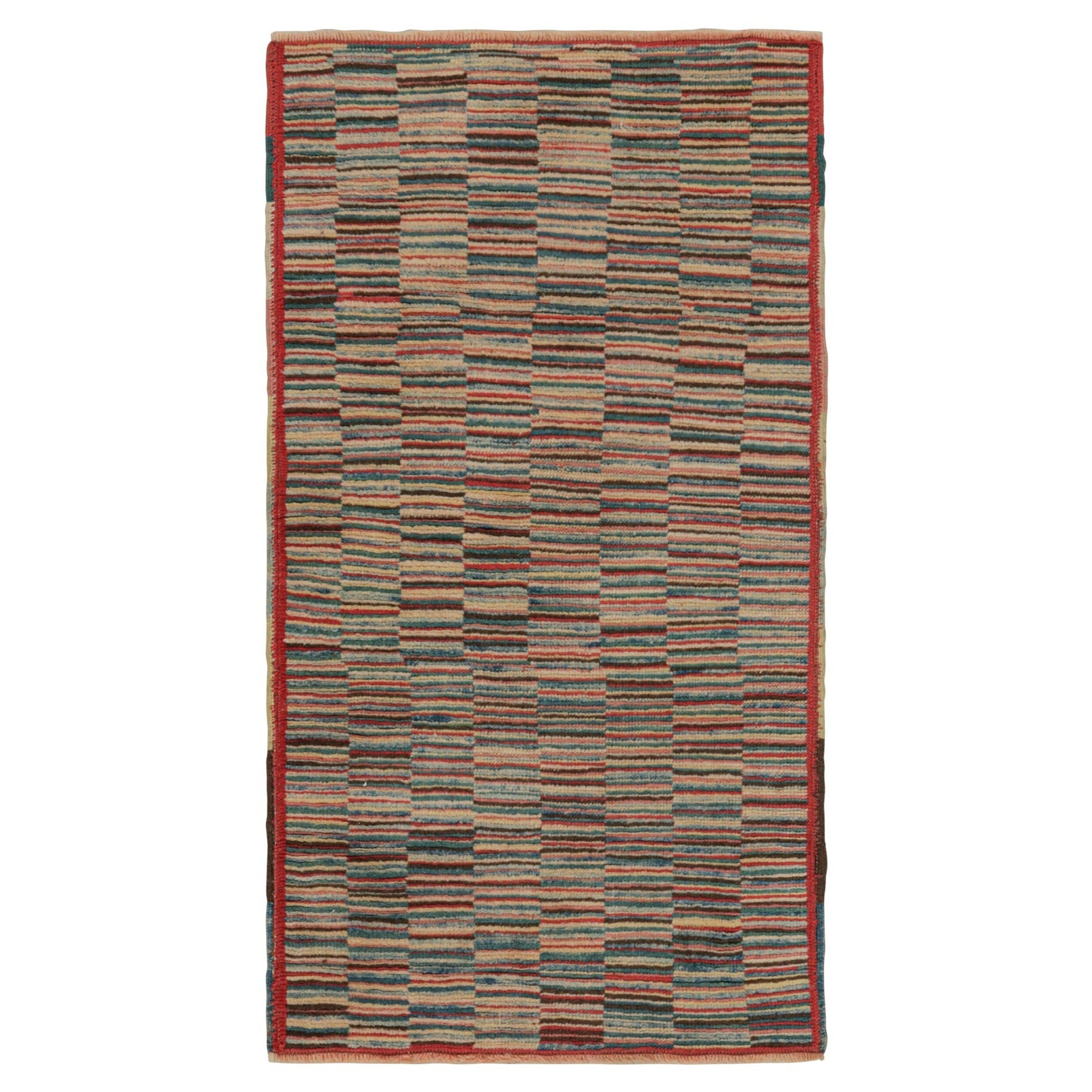 Türkischer Burdur-Teppich mit polychromen Striae-Mustern, von Rug & Kilim im Angebot