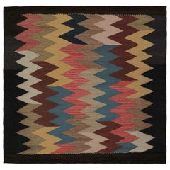 Retro Persian Sofreh Kilim and Square Rug, with Patterns, from Rug & Kilim