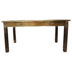Iconic Mastercraft Brass Desk With Leather Top