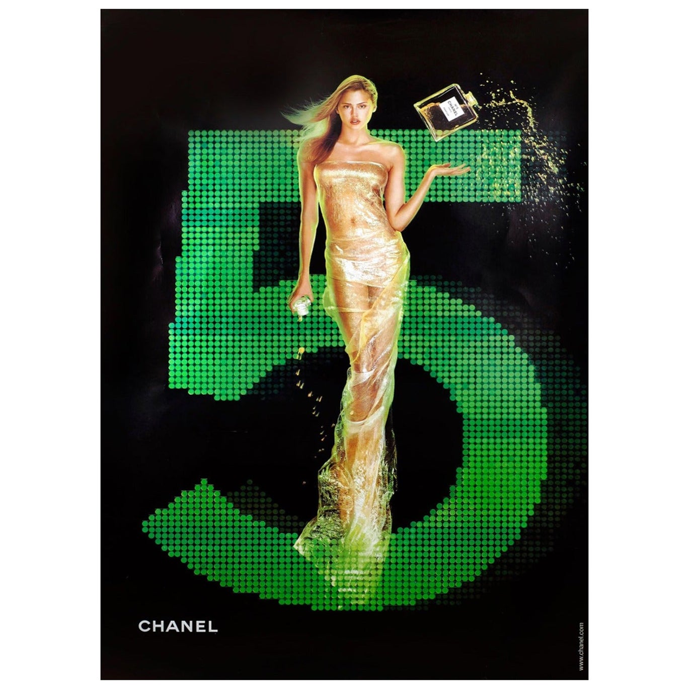 2001 Chanel No.5 - Grünes Original-Vintage-Poster im Angebot