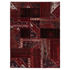 Rug & Kilim’s Modern Afghan Tribal Patchwork Rug in Red, with Geometric Patterns