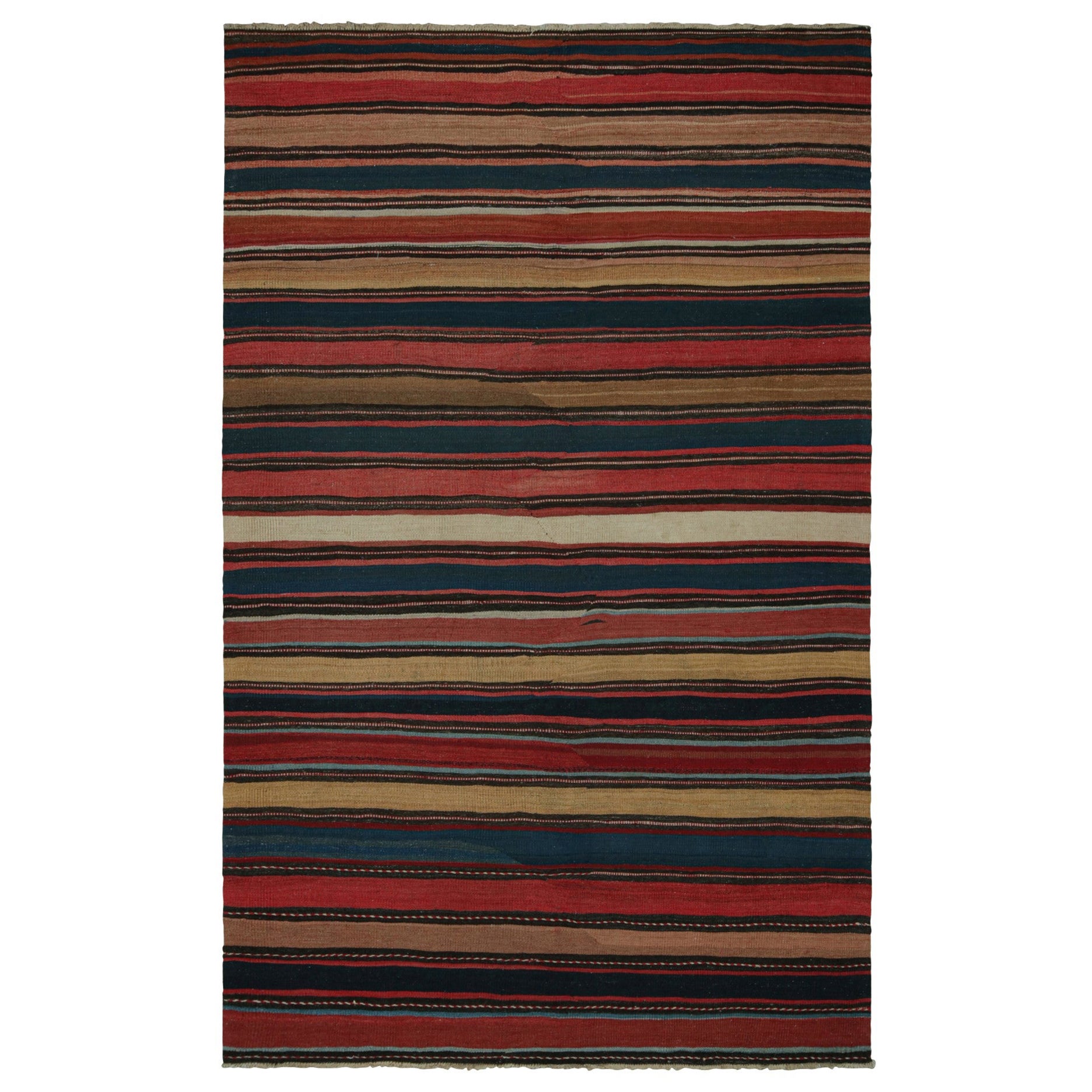 Vintage Afghan Tribal Kilim Rug with Colorful Stripes, from Rug & Kilim For Sale