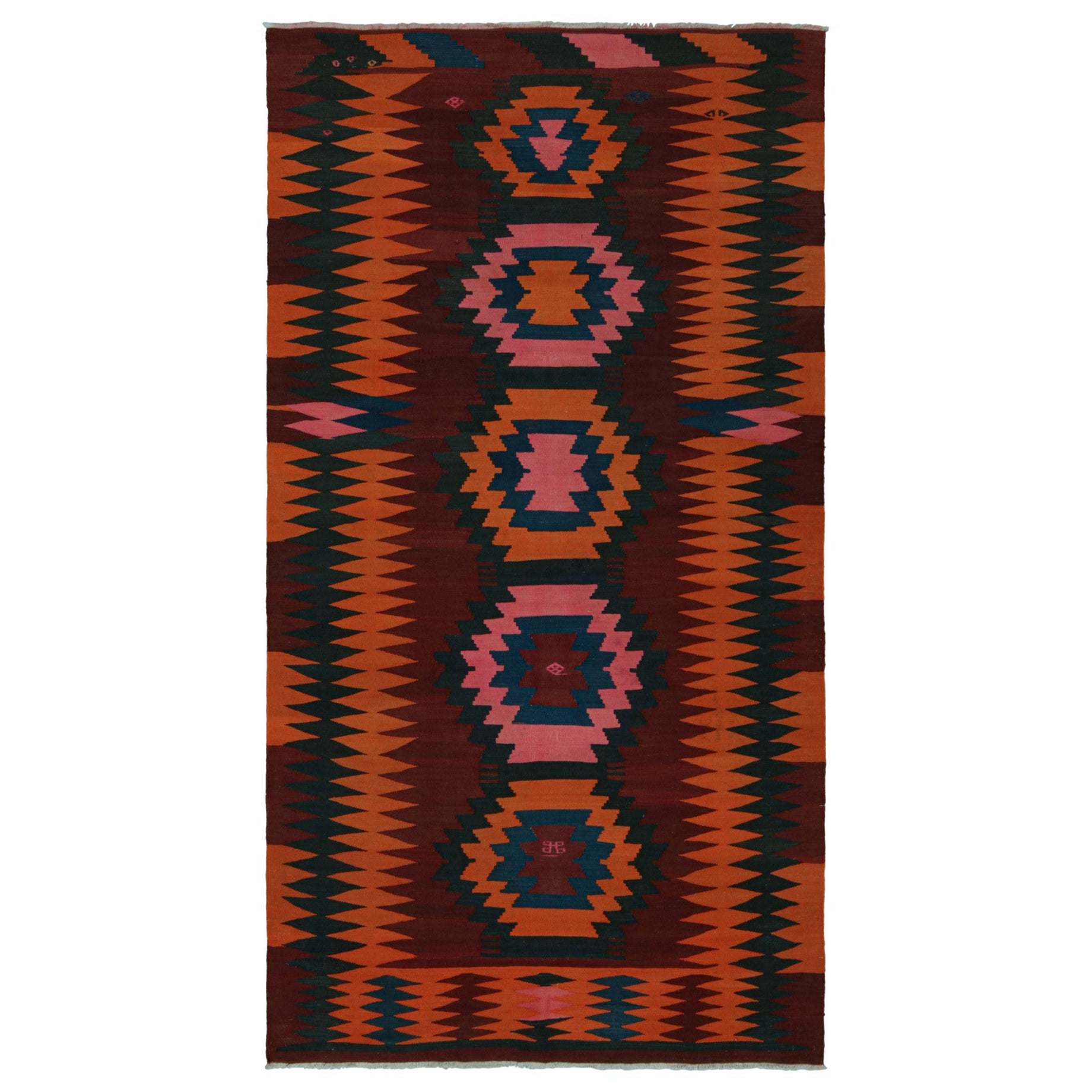 Afghanischer Stammeskunst-Kelim-Teppich im Vintage-Stil, mit geometrischen Mustern, von Rug & Kilim im Angebot