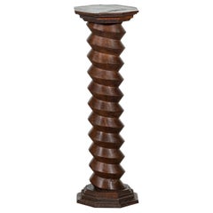 Vintage MidC French Elm Corkscrew Pedestals/Table