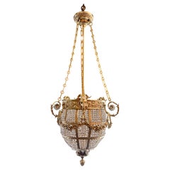 Antique French "Parisian" Crystal Beaded and Ormolu Chandelier, Circa 1890's.